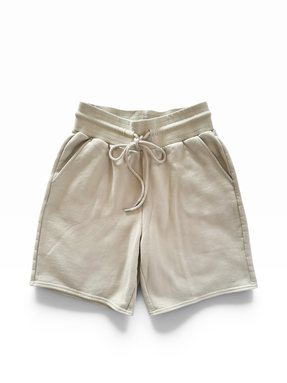Alo Yoga High Waist Easy Sweat Shorts Tan Size Small EUC